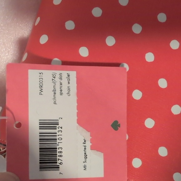 Coral Pink Kate Spade Spencer Polka Dots Crossbody Wallet on Gold Chain NWT - Picture 9 of 10